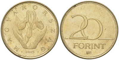 Венгрия 20 форинтов 2015 BP KM 696 никель латунь 4548-1217