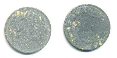 НИДЕРЛАНДЫ 25 ЦЕНТОВ 1942 KM 174 цинк 23-516