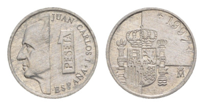 Испания 1 песета 1997 KM 832 алюминий 4632-339