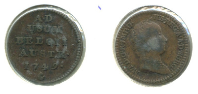 АВСТРИЙСКИЕ НИДЕРЛАНДЫ 1 ЛИАРД 1749 МАРИЯ ТЕРЕЗА KM 2 медь 503-331