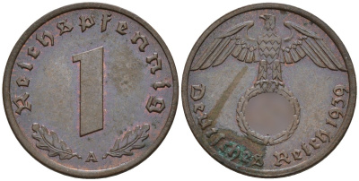 Германия 1 рейхспфенниг 1939 A KM 89, J. 361 бронза 4147-1137