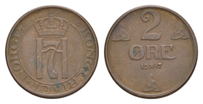 Норвегия 2 эре 1947 Хокон VII (1905-1957) KM 371 бронза 4635-317