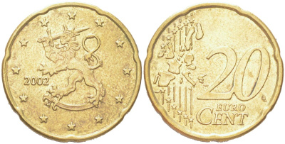 Финляндия 20 евроцентов 2002 KM 102 нордик 4614-753