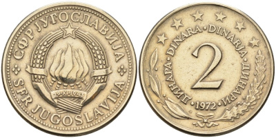 Югославия 2 динара 1972 KM 57 медь никель цинк 4511-812