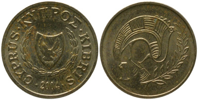 Кипр 1 цент 2004 KM 53.3 никель латунь 4158-122